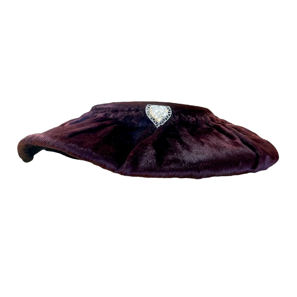 Vintage Velvet Hat Platter Plate Hat Burgundy Brown
